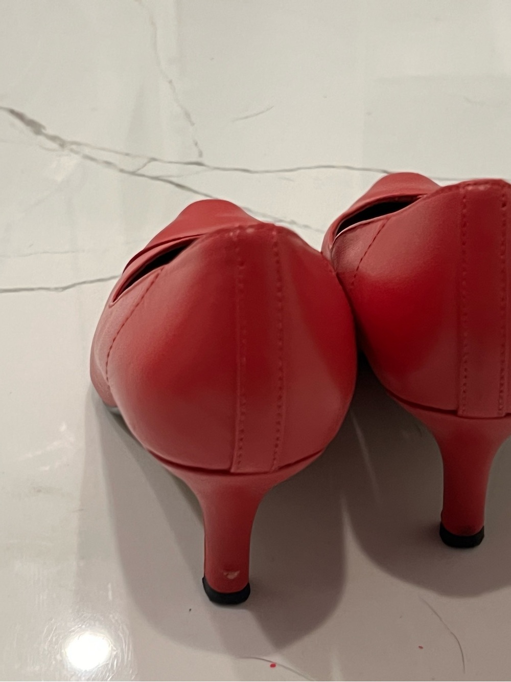 Bella Vita Red Leather Pointed Toe Kitten Heel Pumps - Picture 4 of 5